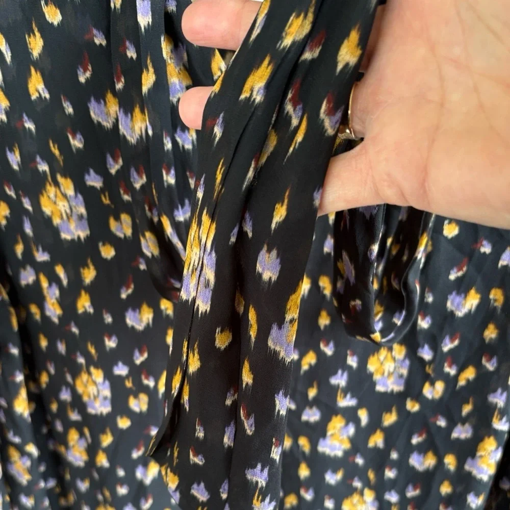 NWT Banana Republic Georgette Cross-Tie Trapeze Dress Black Floral Size Medium